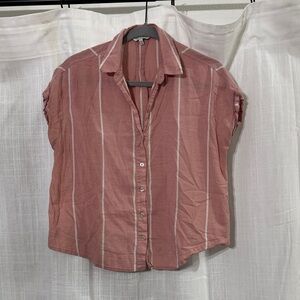 Lucky Striped Pink Button-Up Women's Top